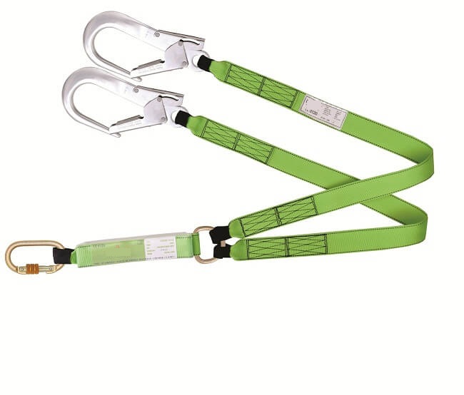 Şok Emici Çift Kollu Kolonlu Alüminyum Kancalı Lanyard